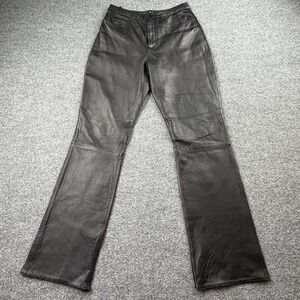 XOXO Moto Leather Pants Women's 10 Black Lined Straight Leg Y2K